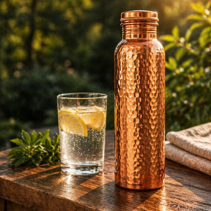 Fodiri™ Bottiglia in Rame Purissimo | Acqua Naturalmente Purificata, Senza Plastica