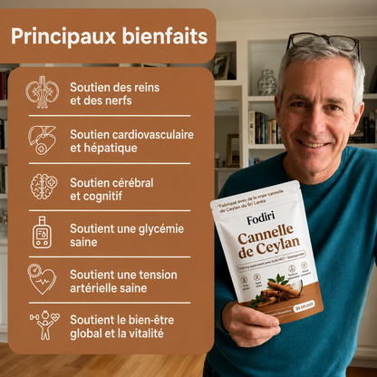 Fodiri™ Cannelle de Ceylan | Équivalent à 7 200 mg avec Huile TCM (MCT) – 30 Gélules Molles