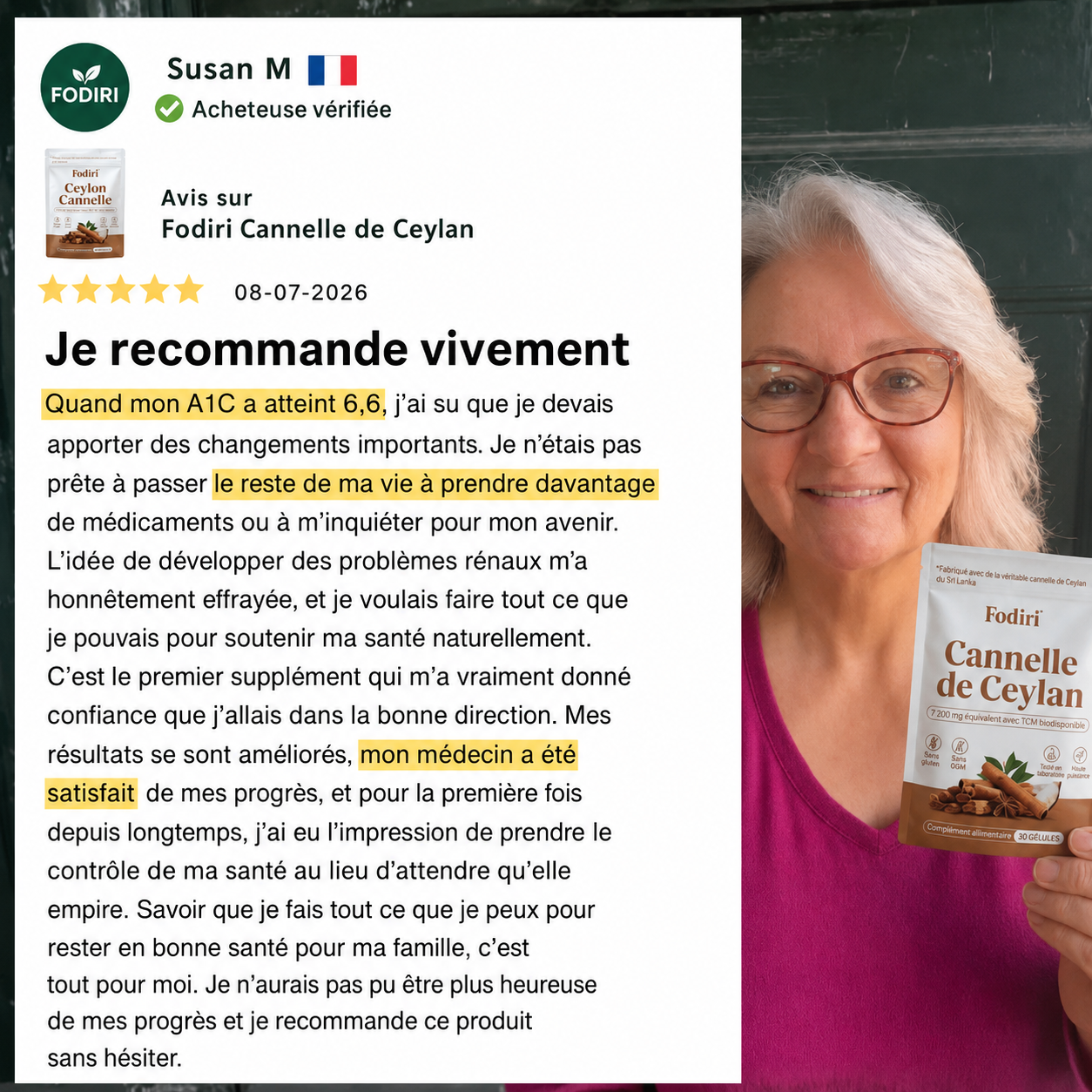 Fodiri™ Cannelle de Ceylan | Équivalent à 7 200 mg avec Huile TCM (MCT) – 30 Gélules Molles