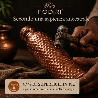 Fodiri™ Bottiglia in Rame Purissimo | Acqua Naturalmente Purificata, Senza Plastica