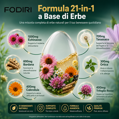 Fodirì® Drenaggio Linfatico 21 in 1 | 90 Capsule | Formula Vegetale Premium