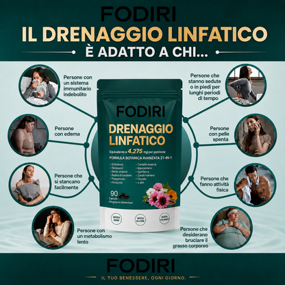 Fodirì® Drenaggio Linfatico 21 in 1 | 90 Capsule | Formula Vegetale Premium